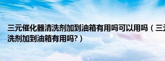 三元催化器清洗剂加到油箱有用吗可以用吗（三元催化器清洗剂加到油箱有用吗?）