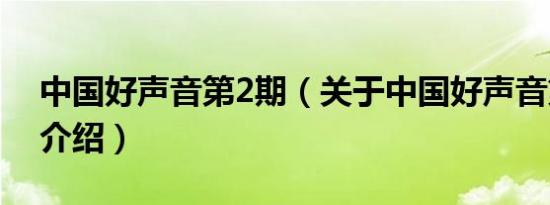 中国好声音第2期（关于中国好声音第2期的介绍）