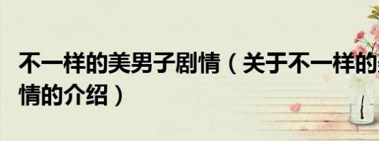 不一样的美男子剧情（关于不一样的美男子剧情的介绍）