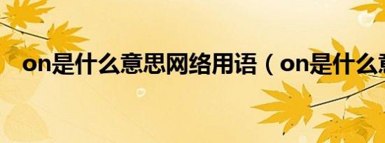 on是什么意思网络用语（on是什么意思）