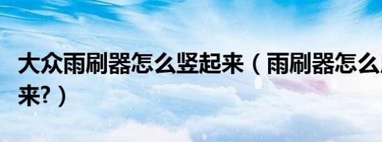 大众雨刷器怎么竖起来（雨刷器怎么用手竖起来?）