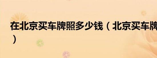 在北京买车牌照多少钱（北京买车牌多少钱?）