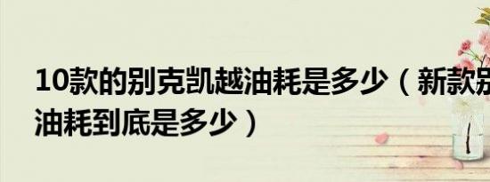 10款的别克凯越油耗是多少（新款别克凯越油耗到底是多少）