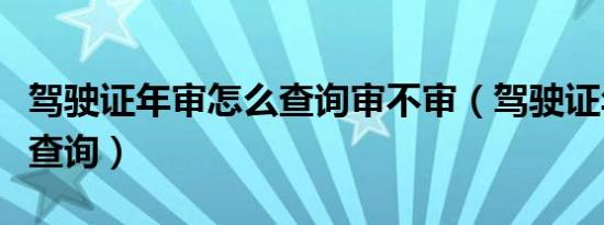 驾驶证年审怎么查询审不审（驾驶证年审怎么查询）