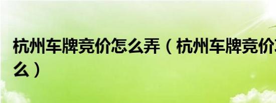 杭州车牌竞价怎么弄（杭州车牌竞价攻略是什么）