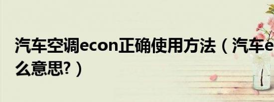 汽车空调econ正确使用方法（汽车econ是什么意思?）