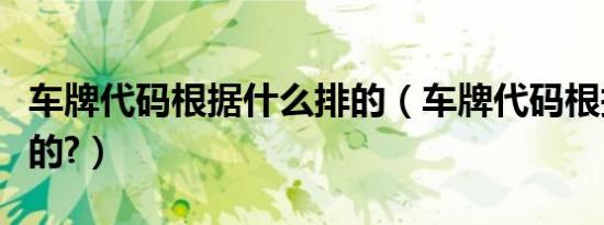 车牌代码根据什么排的（车牌代码根据什么排的?）