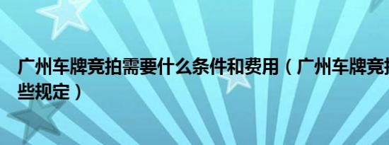 广州车牌竞拍需要什么条件和费用（广州车牌竞拍价格有哪些规定）