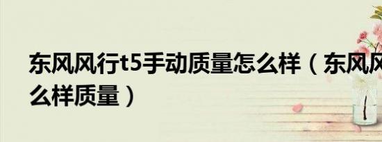 东风风行t5手动质量怎么样（东风风行t5怎么样质量）