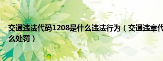 交通违法代码1208是什么违法行为（交通违章代码1208怎么处罚）