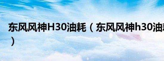 东风风神H30油耗（东风风神h30油耗怎么样）