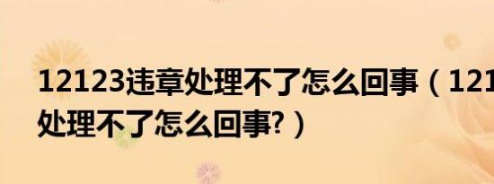 12123违章处理不了怎么回事（12123违章处理不了怎么回事?）