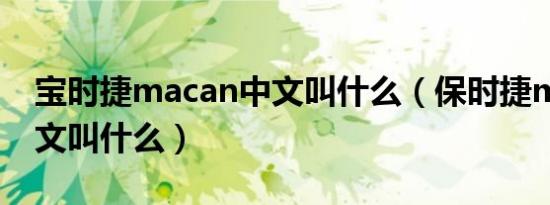 宝时捷macan中文叫什么（保时捷macan中文叫什么）