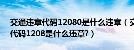 交通违章代码12080是什么违章（交通违章代码1208是什么违章?）