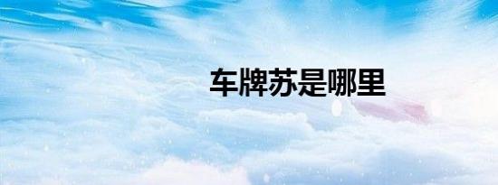 车牌苏是哪里