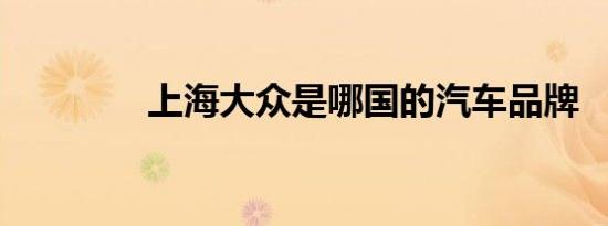 上海大众是哪国的汽车品牌