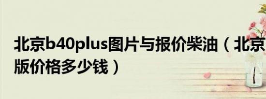 北京b40plus图片与报价柴油（北京b40柴油版价格多少钱）