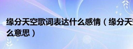 缘分天空歌词表达什么感情（缘分天空表达什么意思）
