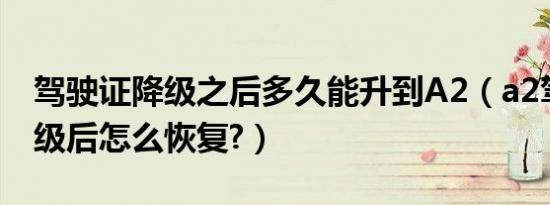 驾驶证降级之后多久能升到A2（a2驾驶证降级后怎么恢复?）