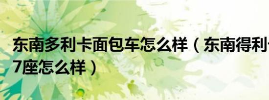 东南多利卡面包车怎么样（东南得利卡面包车7座怎么样）