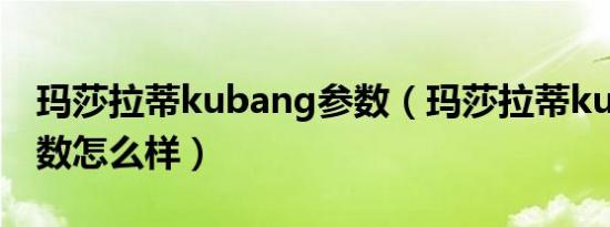 玛莎拉蒂kubang参数（玛莎拉蒂kubang参数怎么样）