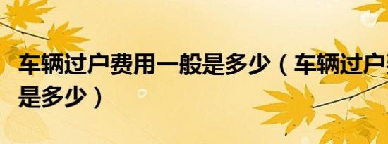 车辆过户费用一般是多少（车辆过户费用一般是多少）