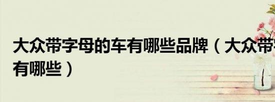 大众带字母的车有哪些品牌（大众带字母的车有哪些）