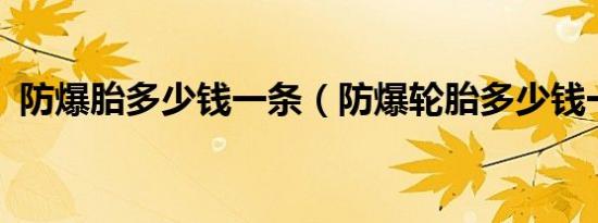 防爆胎多少钱一条（防爆轮胎多少钱一个?）