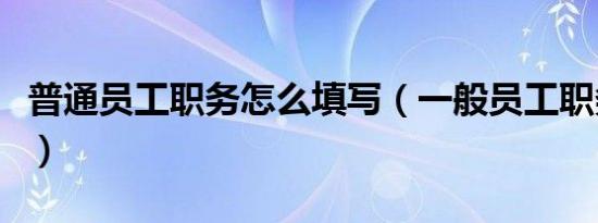 普通员工职务怎么填写（一般员工职务怎么填）