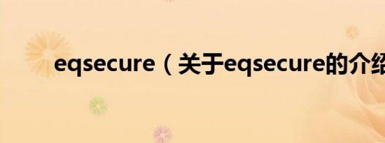 eqsecure（关于eqsecure的介绍）