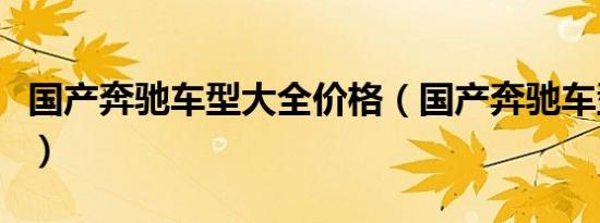 国产奔驰车型大全价格（国产奔驰车型有哪些）