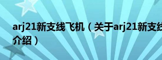 arj21新支线飞机（关于arj21新支线飞机的介绍）
