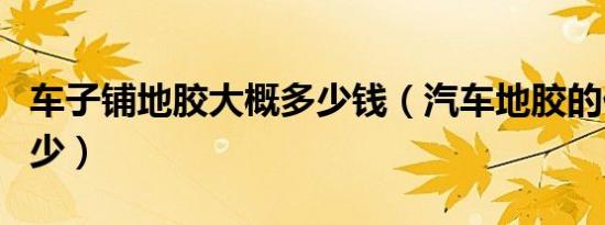 车子铺地胶大概多少钱（汽车地胶的价格是多少）