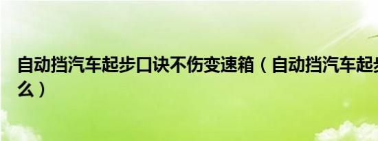 自动挡汽车起步口诀不伤变速箱（自动挡汽车起步口诀是什么）