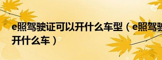 e照驾驶证可以开什么车型（e照驾驶证可以开什么车）