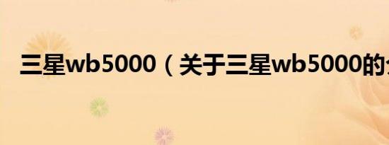 三星wb5000（关于三星wb5000的介绍）