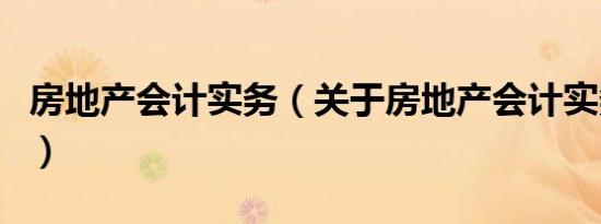 房地产会计实务（关于房地产会计实务的介绍）