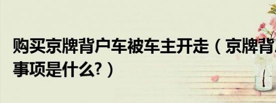 购买京牌背户车被车主开走（京牌背户车注意事项是什么?）