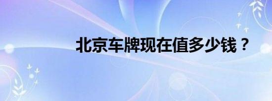 北京车牌现在值多少钱？