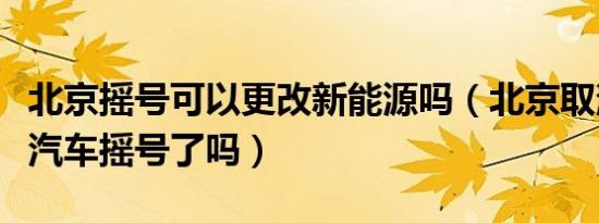 北京摇号可以更改新能源吗（北京取消新能源汽车摇号了吗）