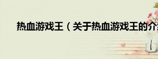 热血游戏王（关于热血游戏王的介绍）