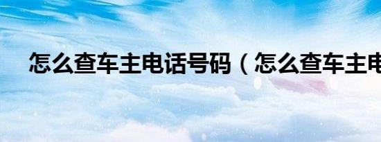 怎么查车主电话号码（怎么查车主电话）