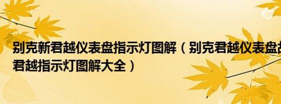别克新君越仪表盘指示灯图解（别克君越仪表盘故障灯图解君越指示灯图解大全）
