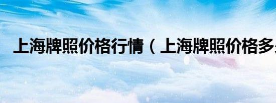 上海牌照价格行情（上海牌照价格多少钱）