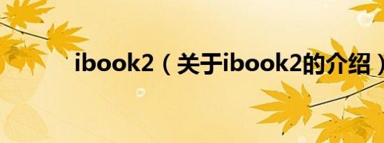 ibook2（关于ibook2的介绍）