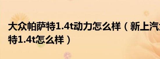 大众帕萨特1.4t动力怎么样（新上汽大众帕萨特1.4t怎么样）