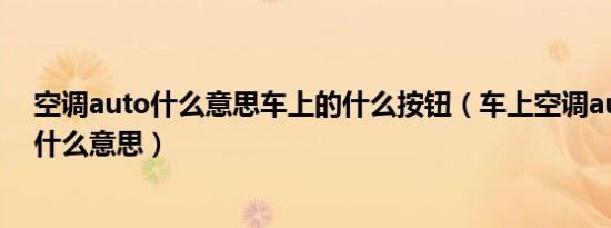 空调auto什么意思车上的什么按钮（车上空调auto按键是什么意思）