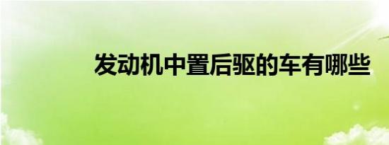 发动机中置后驱的车有哪些
