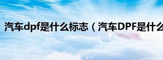 汽车dpf是什么标志（汽车DPF是什么意思）