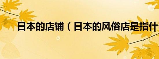 日本的店铺（日本的风俗店是指什么）